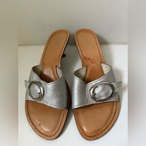 Nicole Silver Slide Sandals, 7.5
